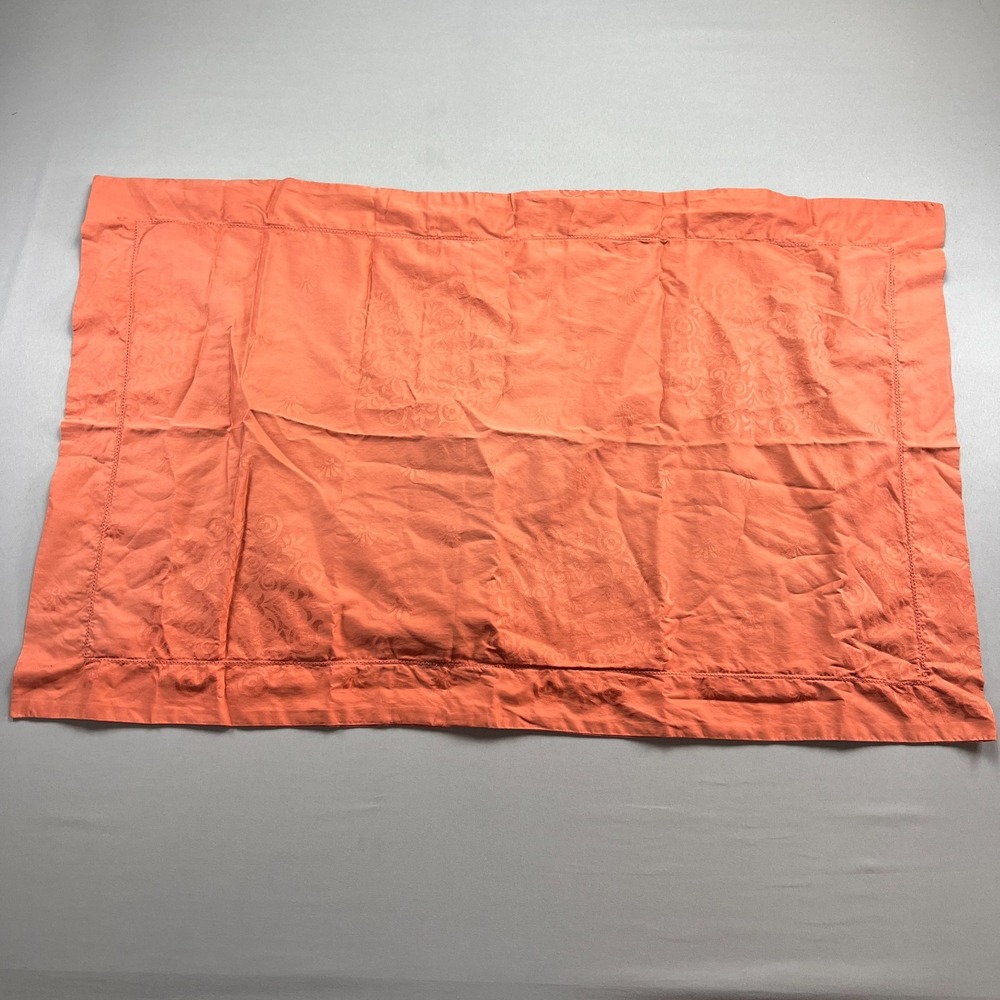 Fieldcrest Luxury King Pillow Sham (1) Rust Damask Embroidery Cotton (24" X 39")